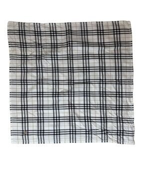 Burberry Black and White Plaid Silk Scarf